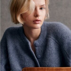 Sezane Othello Cardigan Ice Blue